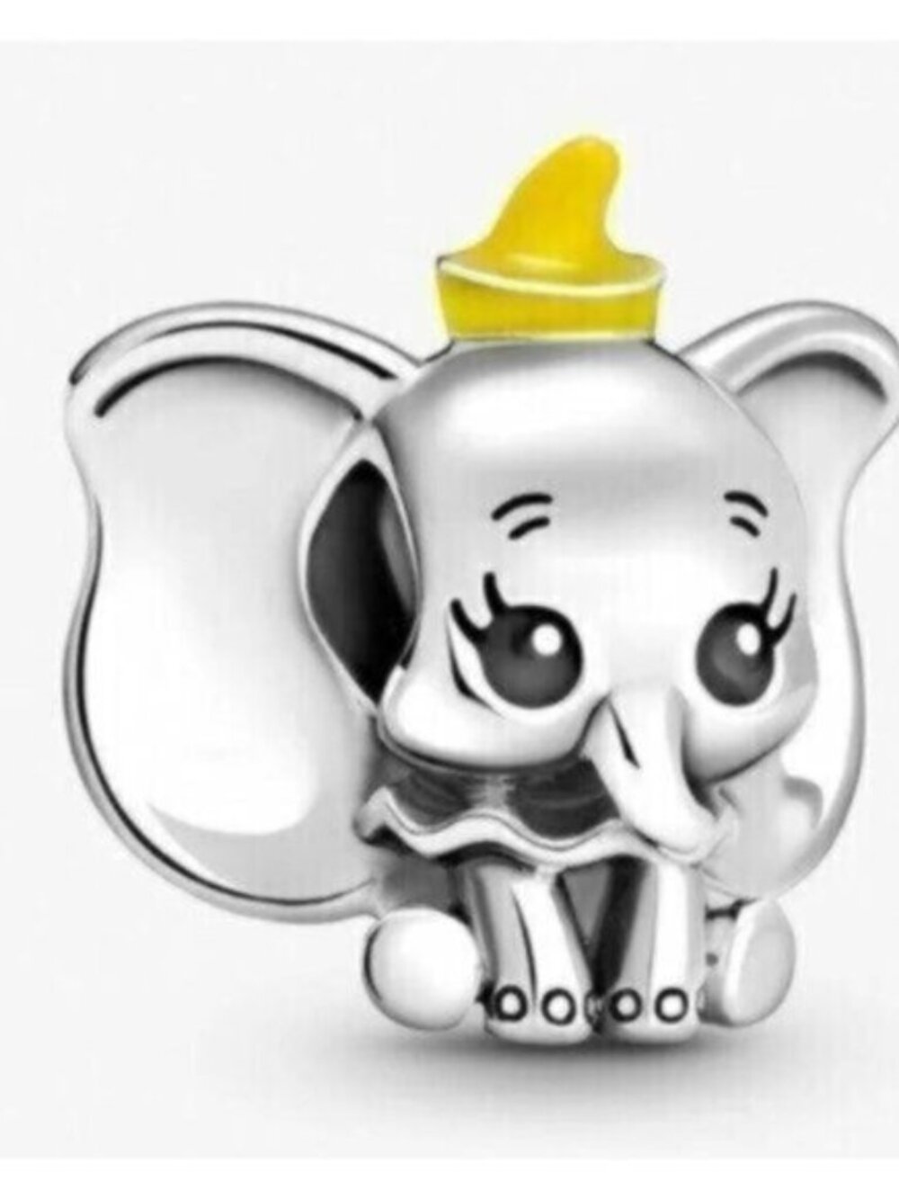 Pandora Silver Elephant Charm with Yellow Hat